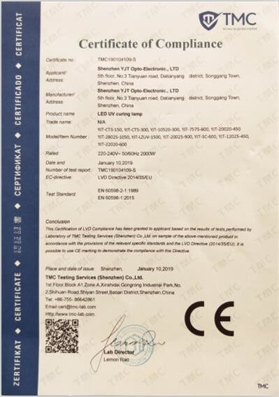 Chiny Shenzhen Super- curing Opto-Electronic CO., Ltd Certyfikaty
